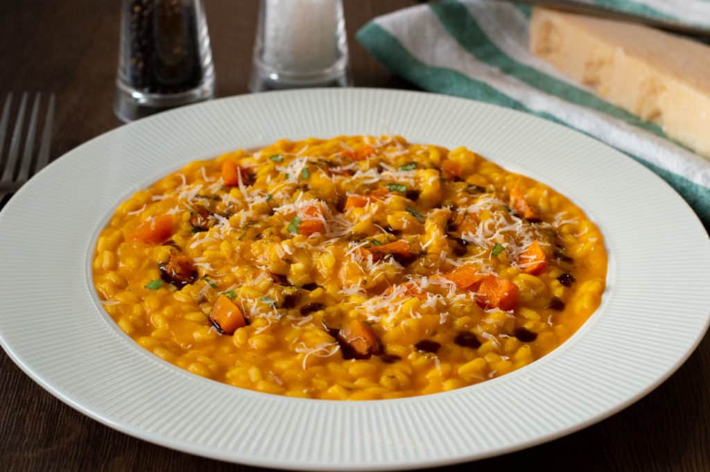 Pumpkin Risotto in a white plate