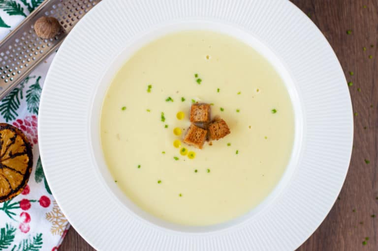 Cauliflower soup with a grilled lemon & nutmeg on the side.