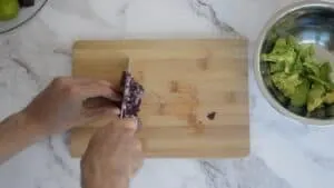 Dicing a red onion