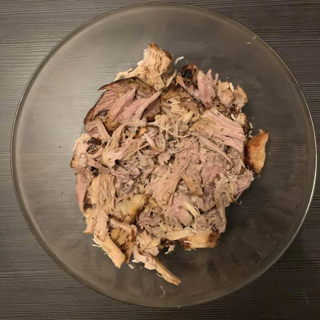 After the pork is shredded.