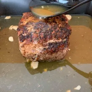 Basting the pork butt