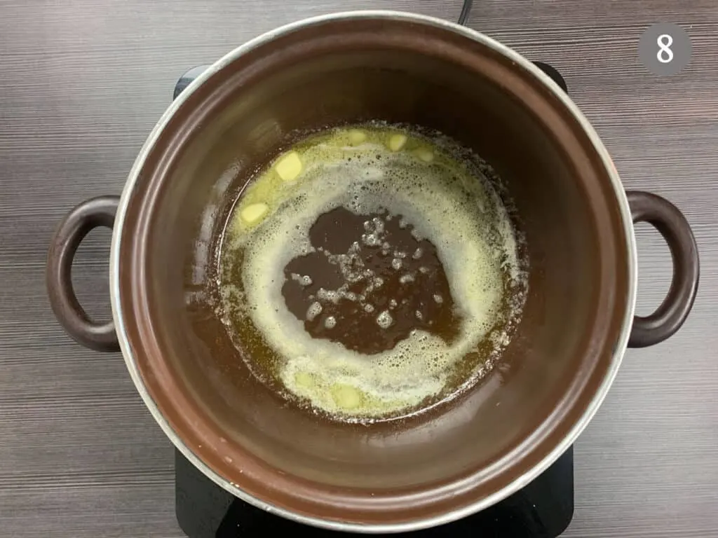 Melting butter in a large pot