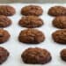 Baked vegan chocolate chip oatmeal cookies cooked on a baking tray