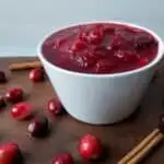 a bowl of homemade cranberry sauce