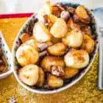 Roasted potatoes in a bowl