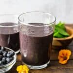 blueberry smoothie in a short class