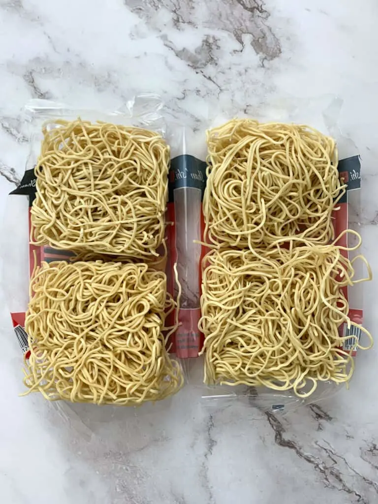 A open package of Shanghai Noodles with four portions