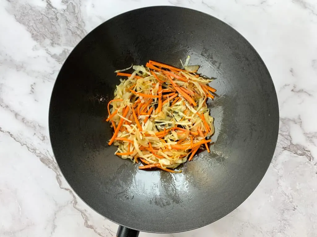 Stir fried vegetables in a wok