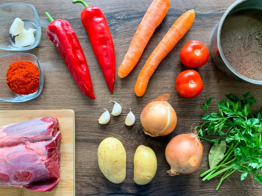All the ingredients for the Slow Cooker Goulash