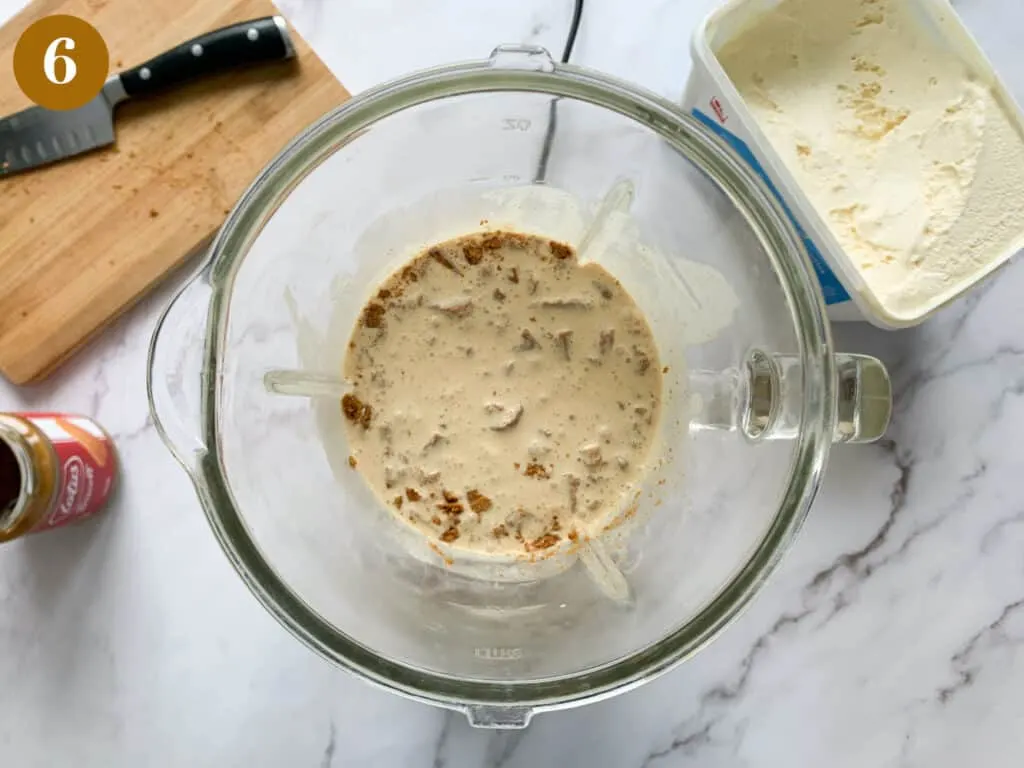 Biscoff milkshake after being mixed with a spoon