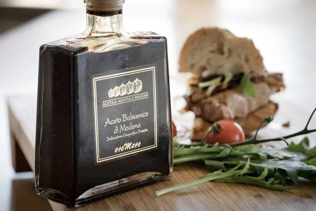 Balsamic vinegar in a glass bottle