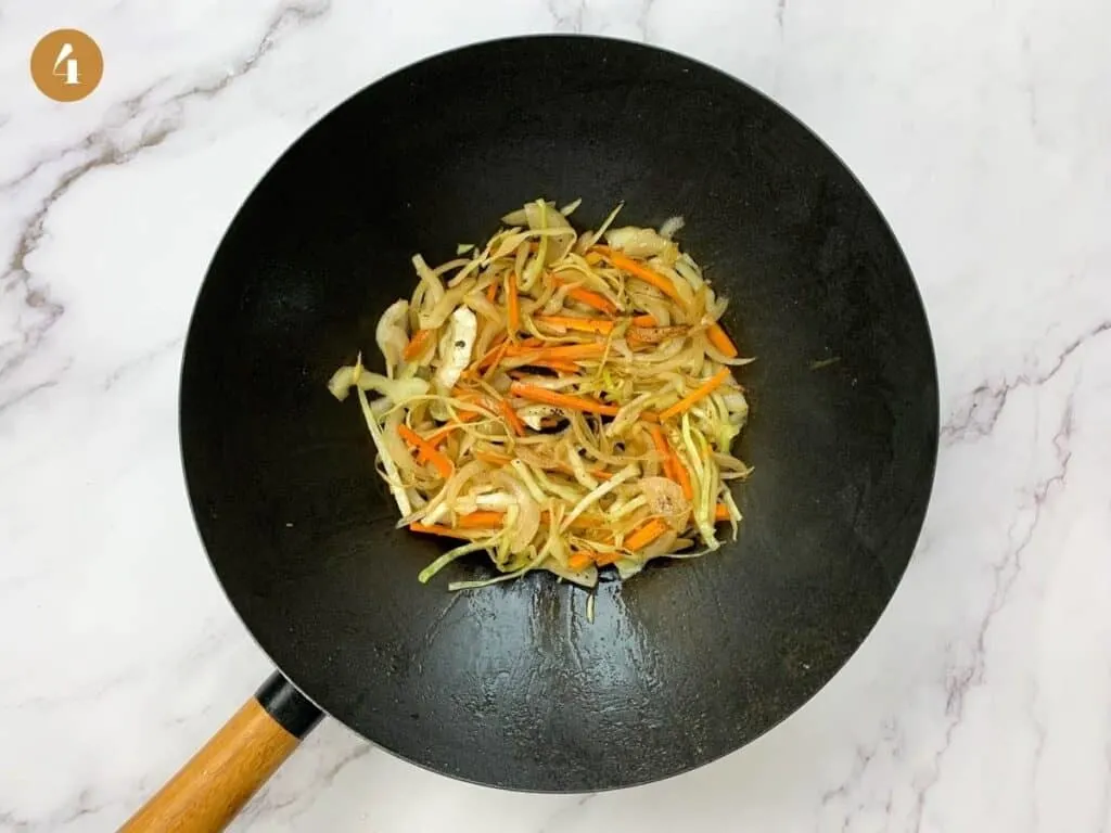 Stir fried cabbage, onions and carrots