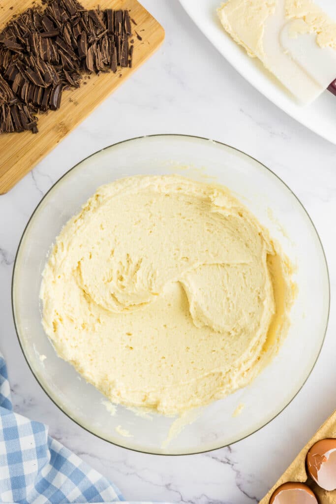 Cookie dough made without brown sugar in a large bowl