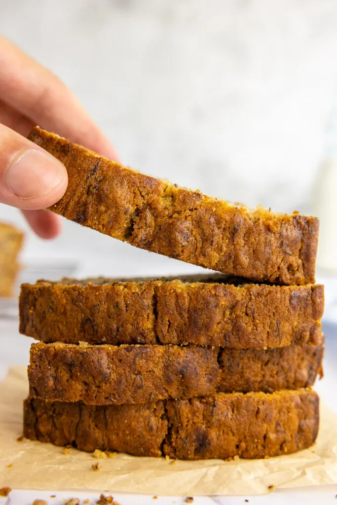 Dairy free banana bread slices