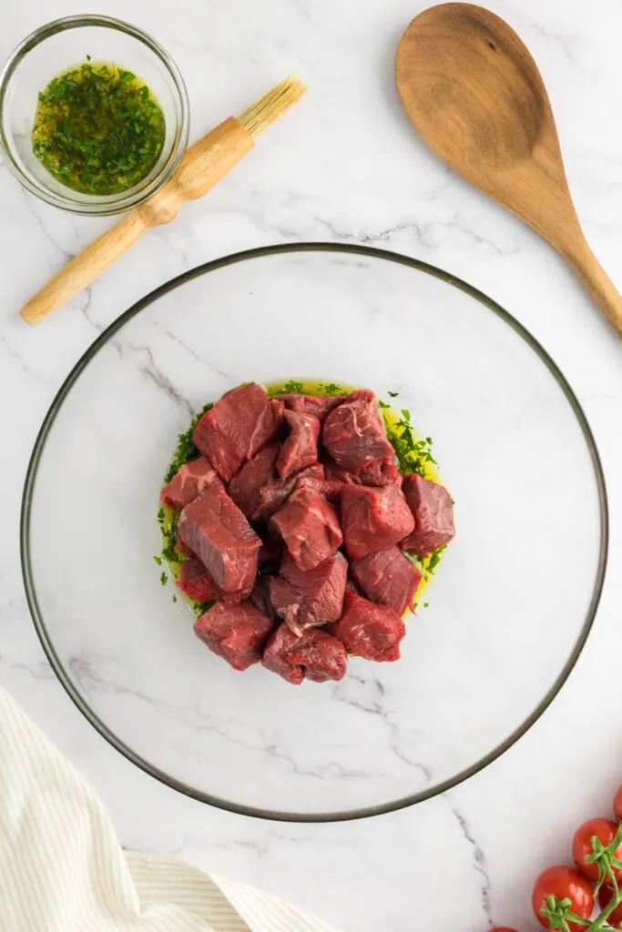 Beef steak add into the beef marinade