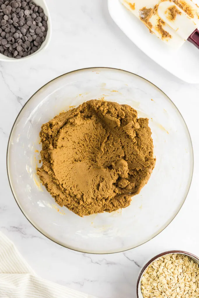Vegan cookie dough in a large bowl