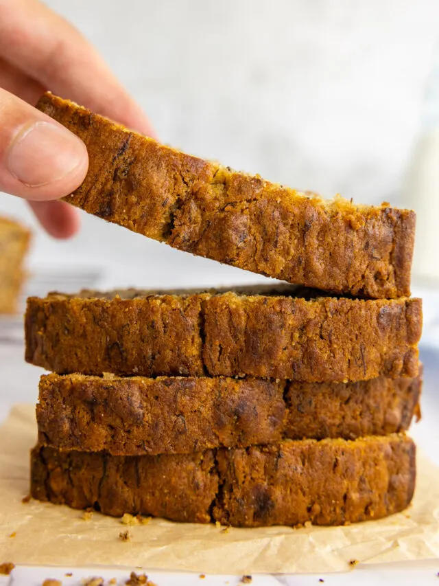 Dairy free banana bread stack