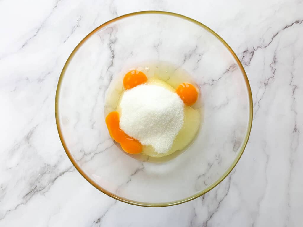 Eggs and sugar in a large bowl