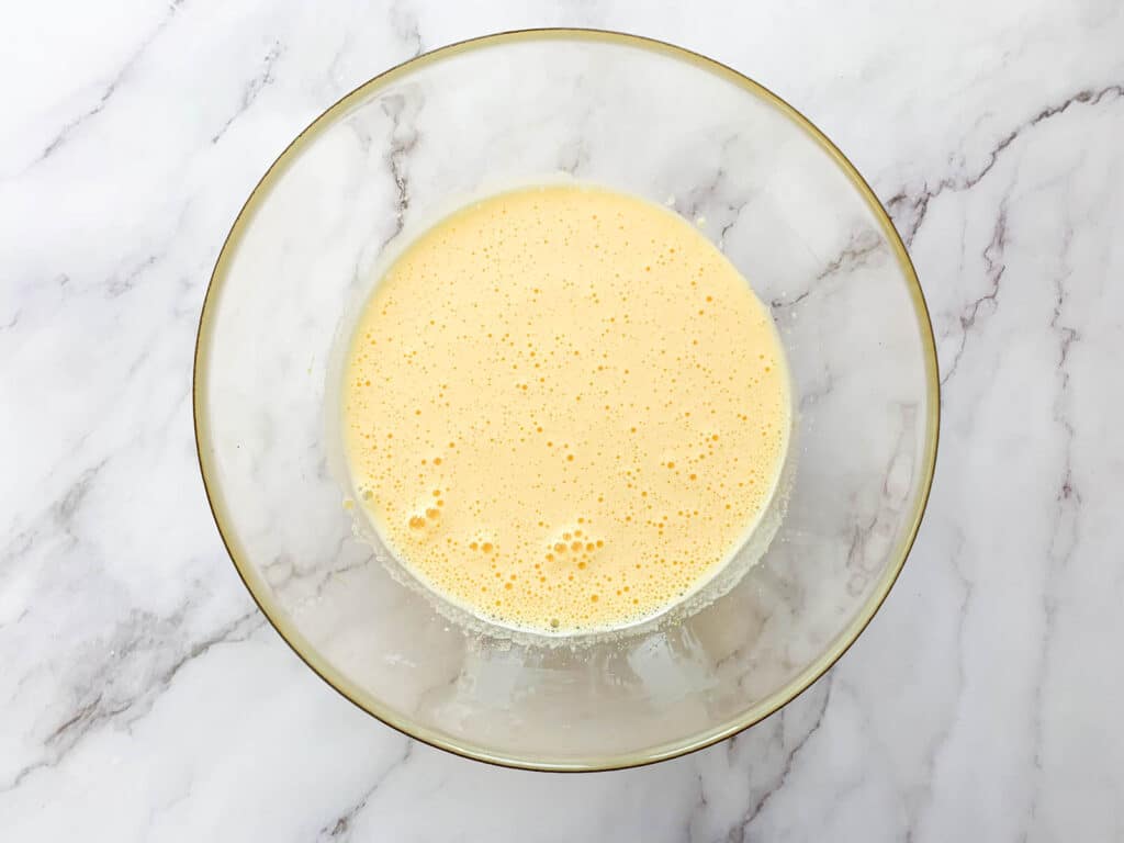 Mixed eggs and sugar in a large bowl