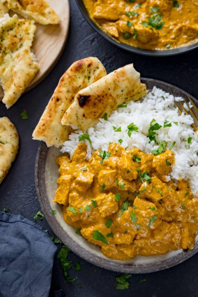 Chicken korma and rice