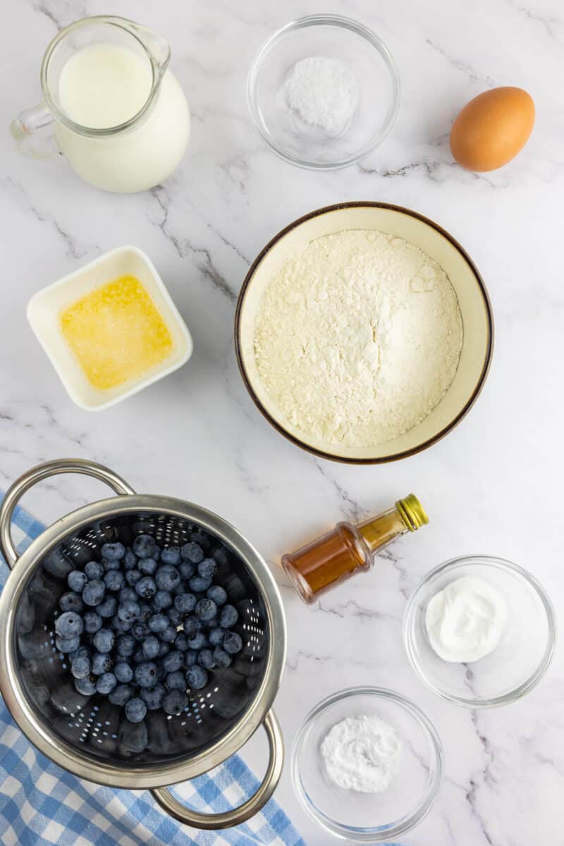 Buttermilk Blueberry Pancake ingredients portioned