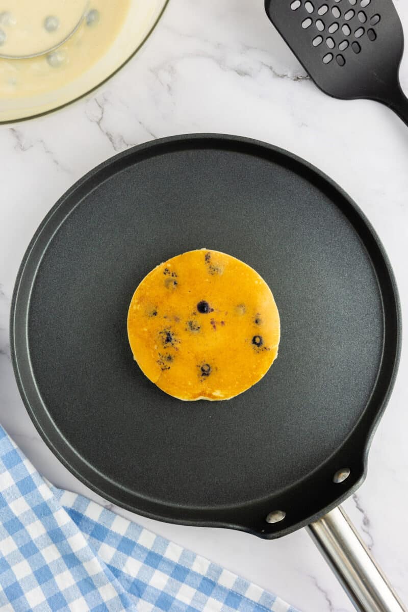 Buttermilk Blueberry Pancake on a pan
