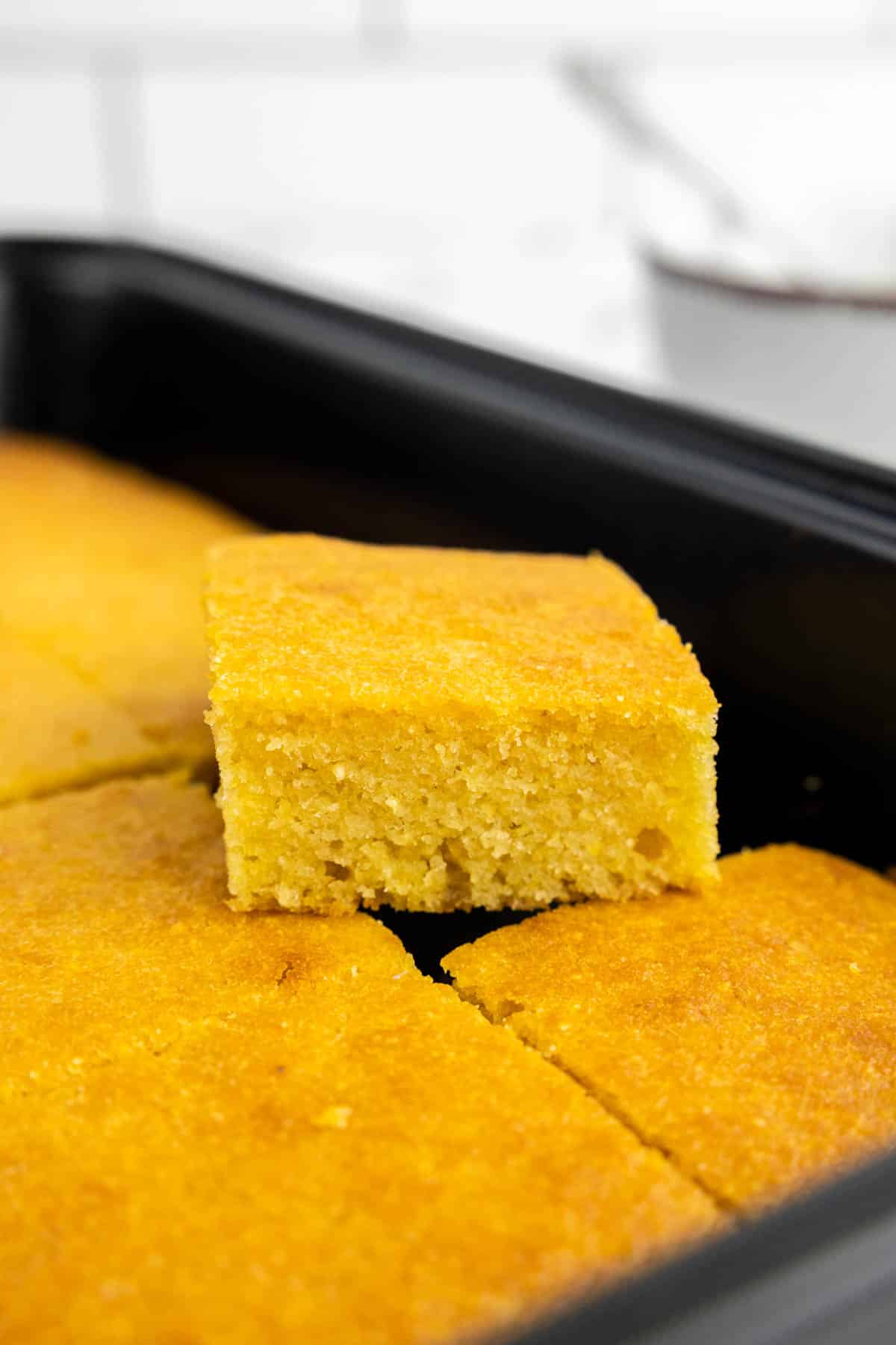 Cornbread sliced and portioned 