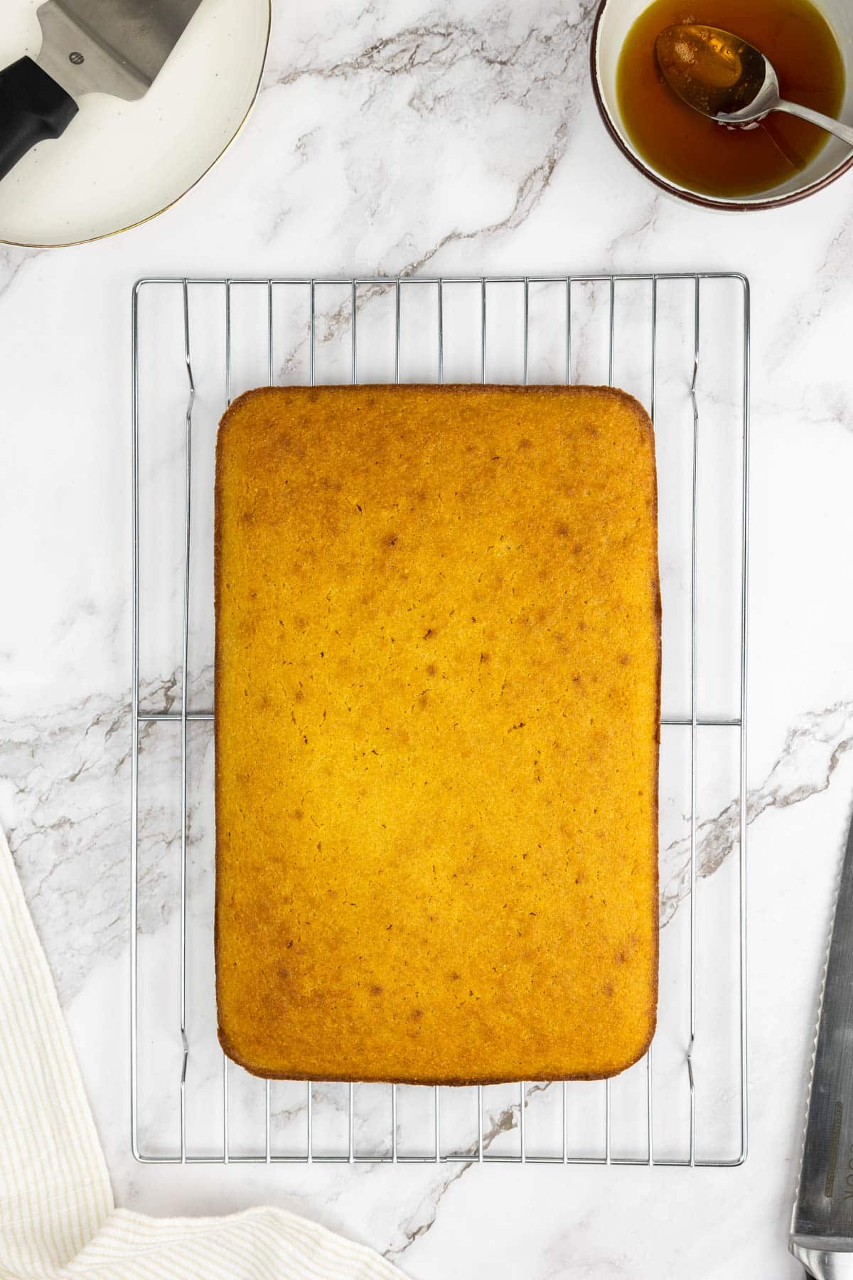 Cornbread on a cooling rack