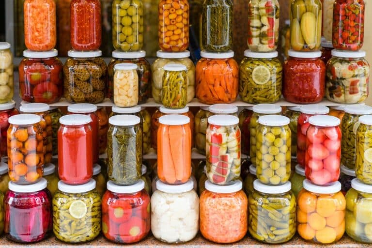 Sweet pickle relish substitutes in a pantry.