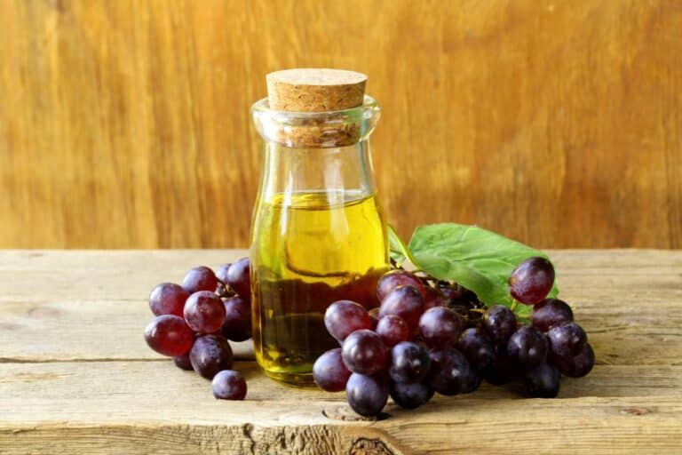 Grapeseed oil in a bottle.