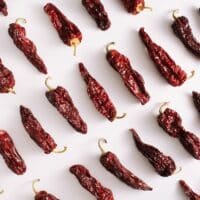 Guajillo Peppers on a countertop.