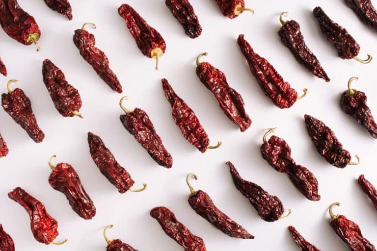 Guajillo Peppers on a countertop.