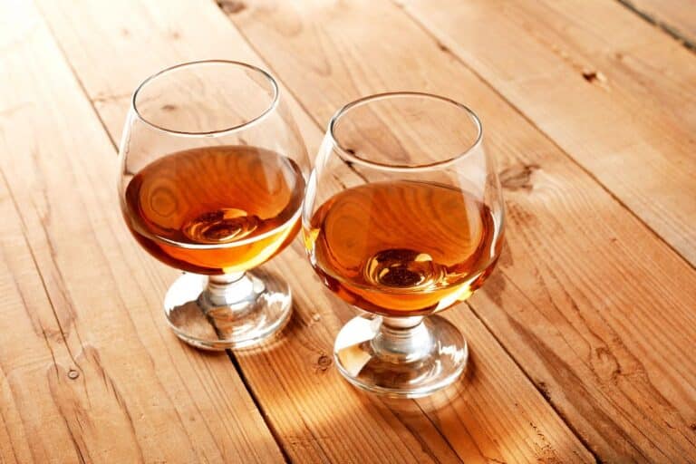 Two glasses of brandy.