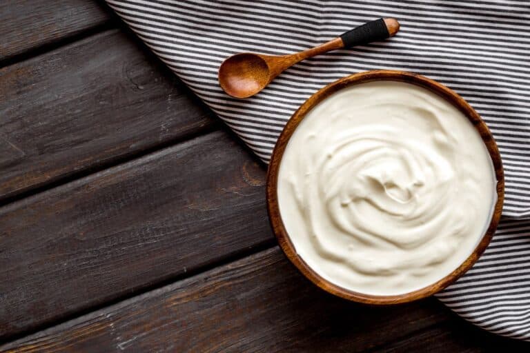 Sour cream in a bowl.
