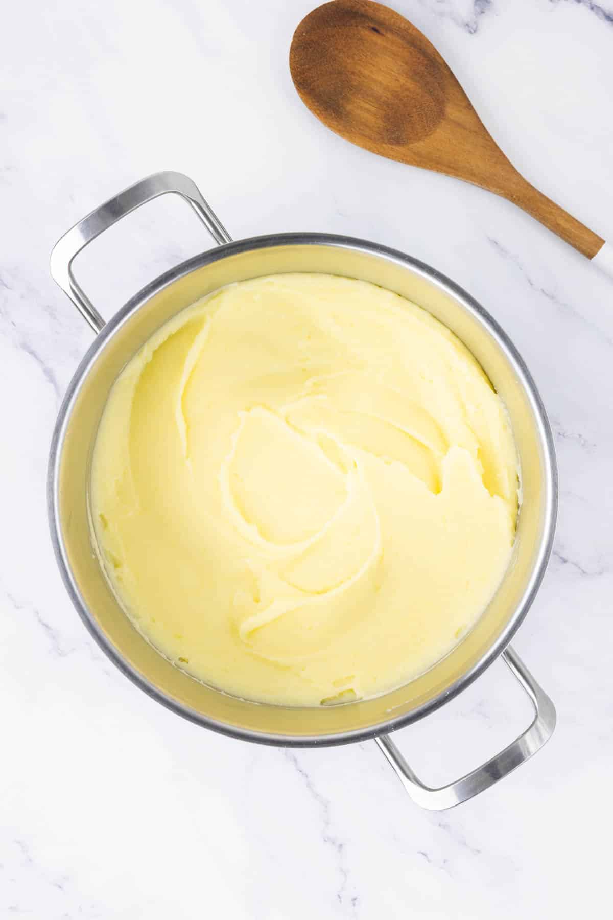 Creamy mashed potato in a pot.